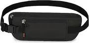 [Joalpysm] Money Belt, Bumbags for Men with RFID Blocking Technology, Oxford Fabric Money Belts for Travel Hidden Men, Women, Hidden Travel Wallet for Passport, Phone, Cash(Black), Black, Casual