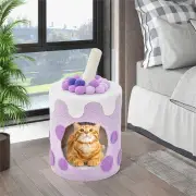 CostwayBubble Tea Cat Tree Tower Cat Condo Furniture with Scratching Post-Purple