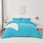 Linenova Pre-Washed Turquoise Quilt Cover Set