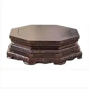 Octagonal Carved Handicraft Ornament Plant Stand Ebony Bonsai Display Base(Large)