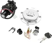 Ignition Switch Fuel Tank Cover Holder Lock Key Set, Aluminum Fuel Tank Cover Lock Key Set, Engine Ignition Switch for CBR600 F4 F4I 2001-2006