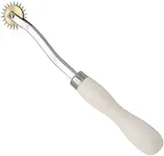 1 Piece Tracing Wheel Stainless Steel Tracing Wheel Sewing Tracing Wheel Pounce Wheel Overstitch Wheel Perforator Wheel Cardboard Perforator Wheel with Wooden Handle(White, 17.5cm)
