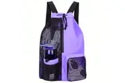 Elosung Purple Mesh Drawstring Backpack Lightweight Sports And Beach Bag With Pockets Gym Bags
