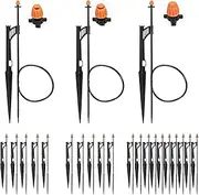 20 Sets 90/180/360 Degree Irrigation Sprinkler Heads with Stake, Drip Micro Spray Emitters with 1/4" Irrigation Tubing on Riser Stake,Micro Spray Sprinkler Stake Assembly for Garden Watering System