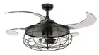 Ceiling Fan with Light and Remote Control Fanaway Omron Industri Black 122 CM