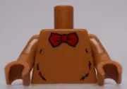Lego Medium Nougat Torso Red Bow Tie and Black Fur Lines Pattern