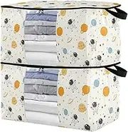 sanluoli 90L 2 Pack Under Bed Boot Storage with Reinforced Handles, clear window Blanket Bags For Closet Storage