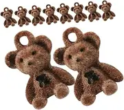 [TEHAUX] 20 Pcs Flocked Bear Pendant Necklace Jewelry Bracelet DIY Accessories Earring Charm Bracelet Charms Cute Charms for Bracelets Bear Charms Alloy Three-dimensional Bear Doll