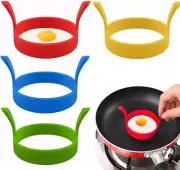 4Pcs Silicone Egg Rings, Fried Egg Ring, Egg Molds, Food Grade Egg Cooking Rings