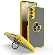 Compatible with Samsung Galaxy A14 4G Bracket Phone Case,Compatible with Samsung Galaxy A14 5G [Car Mount Magnetic Stand] [PC+TPU] Anti-Drop Yellow