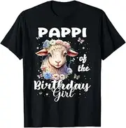 [VidiAmazing] Pappi of The Birthday Girl Baby Sheep Animal Family Farmer ds1021 T-Shirt