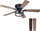 52 Inch Flush Mount Farmhouse Ceiling Fan with Light and Remote, Reversible A...