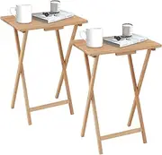 Felic Folding TV Tray Table, End Table for Small Space, Portable Snack Tables for Eating at Couch, Sofa Side Table, TV Dinner Foldable Side Desk Easy Assembly and Store, Space Saving (Set of 2)