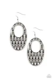 Paparazzi Engraved Edge Silver Earrings