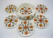 Marble Beer Coaster Set , 4.5 Inches Coffee Coaster Set , Gemstone Coaster Set