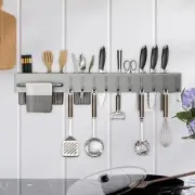 Wall Mount Utensil Holder 6 Hook Kitchen Organizer for Spoons Knives Forks