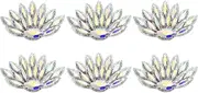 uxcell 6Pcs Handmade Beaded Patches, Peacock Tail Glass Crystal Appliques Sew on Rhinestone Patch for Clothing DIY Sewing Accessories, AB Color