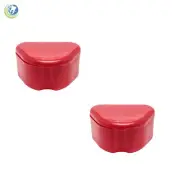 ORTHODONTIC RETAINER APNEA MOUTHGUARD BLEACHING TRAY CASE BOX 2 PIECES RED COLOR