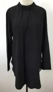 PEPE RUNA SIZE 10- 12 WOMENS BLACK HIGH NECK PLEATED TOP SLIGHT STRETCH NEW TAG
