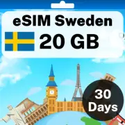 eSIM Sweden - 20 GB - 30 Days - Travel eSIM | QR code activation