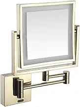 8 Inch Wall Mounted Sensor Vanity Mirror - LED Lighted with 3X Magnification - 360° Adjustable for Bathroom & Dressing TableGold,Plug in