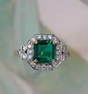 2.24 Ct Square Cut Natural Emerald Diamond Wedding Ring 14K solid Yellow gold