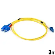1M 3FT LC to SC Duplex 9/125 Single Mode Fiber Optic Optical Patch Cable Yellow