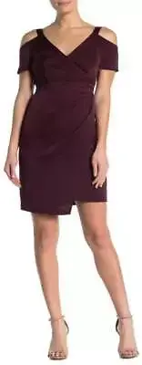 NWT ALLSAINTS US-6 UK-10 Cadia maroon wrap dress cold-shoulder casual party