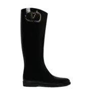 Valentino VLogo Type Round Toe Knee-High Boots 35 black