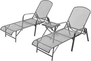 Outdoor Patio Recliner: Folding Loungers with Gravity, Chair & Camping Table for Lawn, Beach - Anthracite Steel Lounger Set