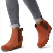 NWT Sorel Joan Of Artic Il Orange Suede LeatherWedge Chelsea Boot 9.5