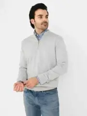 Peter Millar Canton Stripe Quarter-Zip Pullover Sweater British Grey XXL Wicking