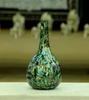 16" white Marble Flower Vase Pot inlay malachite paua shell home room decor