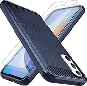 for Samsung Galaxy A35 5G Case: with 2pcs Screen Protector Shock-Absorption Flexible TPU Rubber Protective Cover for Samsung Galaxy A35 5G Phone Case(Navy Blue)