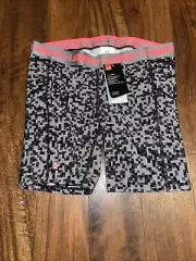 NWT Under Armour Women’s Large Padded Compression Shorts Heat Gear Blk Gray Pink
