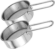 STOBAZA 2pcs Stainless Steel Handheld Flour Sieve 40 Mesh Powder Sugar Duster for Baking Coffee Tea Compact and Portable for Home Kitchens and Travel