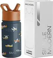 Simple Modern Kids Water Bottle with Straw Lid | Insulated Stainless Steel Reusable Tumbler for Toddlers, Boys | Summit Collection | 14oz, Wheels Up