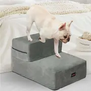Pawz Pet Ramp For Bed Dog Stairs Memory Foam Removable Washable Cover Light Grey