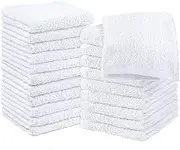 PARTY BESTBUY White Hand Towels 20 Pack, 30x30cm Highly Absorbent and Soft Face Towels, Microfiber Wash Cloths for Bathroom, Gym, Hotel, Camping and SPA, Multi-purpose Cleaning Cloth