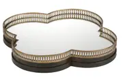 Amalfi Clover Mirror Tray Jewellery Holder Decorative Vanity Perfume Tray Antique Gold