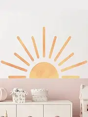 Sun Wall Decal Kids Wall Decals Large Yellow Sun Decal - Sun and Clouds Decorations Playroom Wall Decor - Sunshine Wall Decals Playroom Vinyl Wall Decal - Boho Sticker Sun Dots Wall Decals for Kids