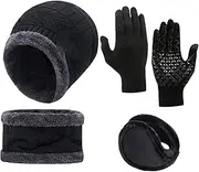 [Generic] Women Winter Hat Scarf - Womens Beanie With Scarf And Gloves,Windproof Beanie Gloves Neck Warmer Set With Warm Lined For Winter