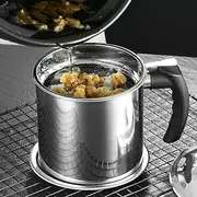 1.8L Oil Strainer Pot Grease Can Bacon Grease Container with Fine Mesh Strainer