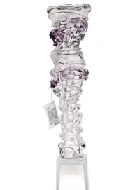 ION TAMAIAN Art Glass Clear Woman Torso Sculpture Hand Blown Fused Purple New