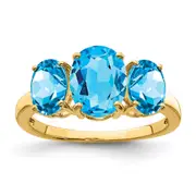 14K Yellow Gold Blue Topaz Oval Ring