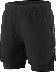 [MEIJUN] Men 2 in-1 Running Shorts Quick Drying Breathable Active Training Exercise Jogging Marathon Cycling Shorts XL