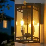 Dusk to Dawn Sensor Outdoor Wall Lights - 2-Light Large Exterior Lighting Fix...