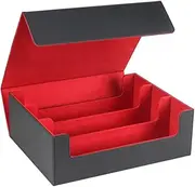 PU Leather Card Deck Case for Trading Cards, Magnetic Closure 1800+ Card Storage Box, Commander Card Holder Suitable for Magic Game Cards (black&red)