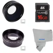 WIDE ANGLE MACRO LENS + ZOOM LENS +16GB SD CARD FOR CANON EOS REBEL T5I T5 T3 T6