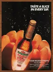 1986 Hiram Walker Peach Schnapps Vintage Print Ad/Poster Retro Bar Art Décor 80s